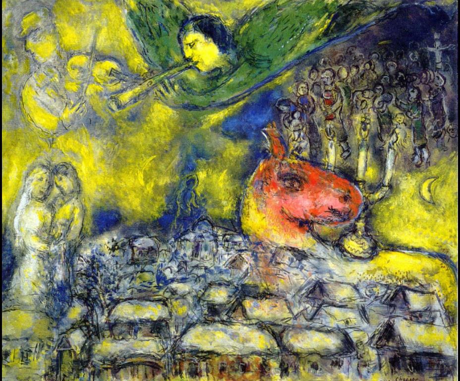 Ange sur Vitebsk contemporain Marc Chagall Peintures à l'huile